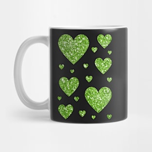 Green Faux Glitter Hearts Mug